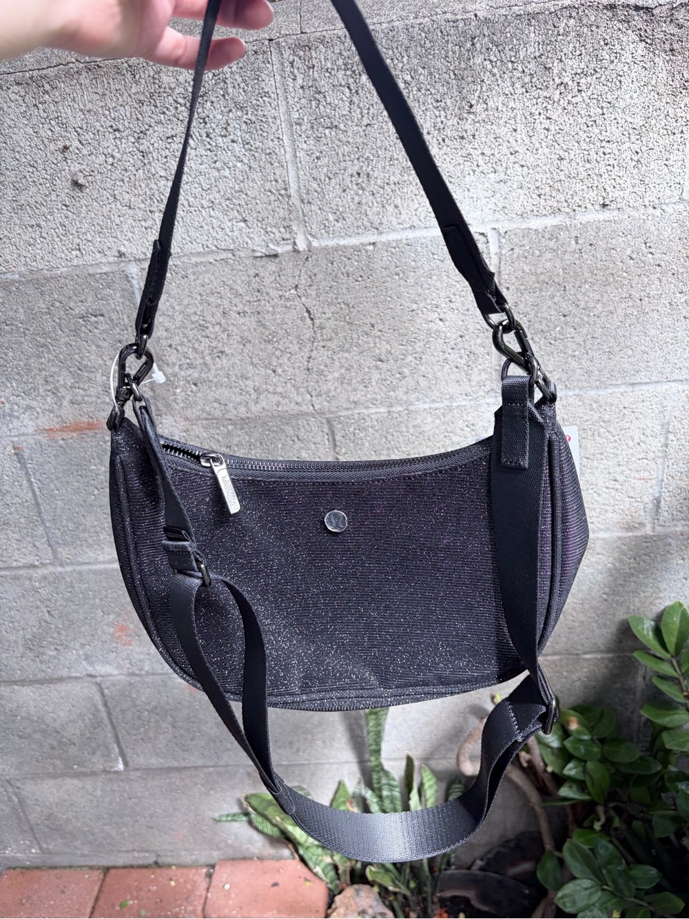 Lululemon Black Women's Shoulder Bag with Subtle Sparkle